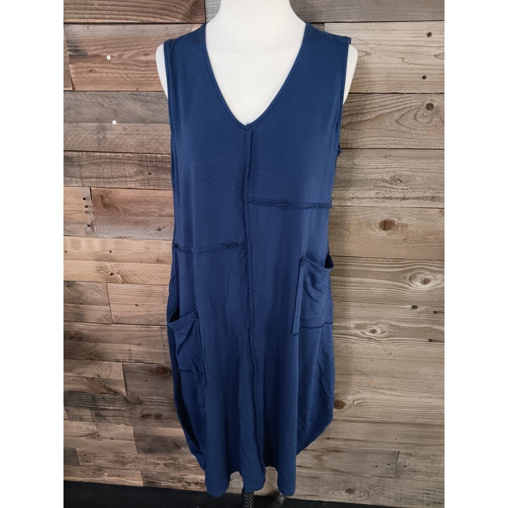 PURE Essence Women's Dress Sz. Lg. Midi Sleeveless Stretch Bamboo Rayon Cotton